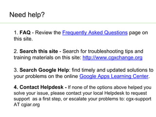Tutorial: Getting started with your cgxchange.org google apps account