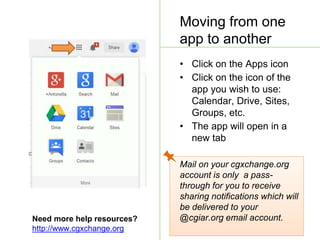 Tutorial: Getting started with your cgxchange.org google apps account
