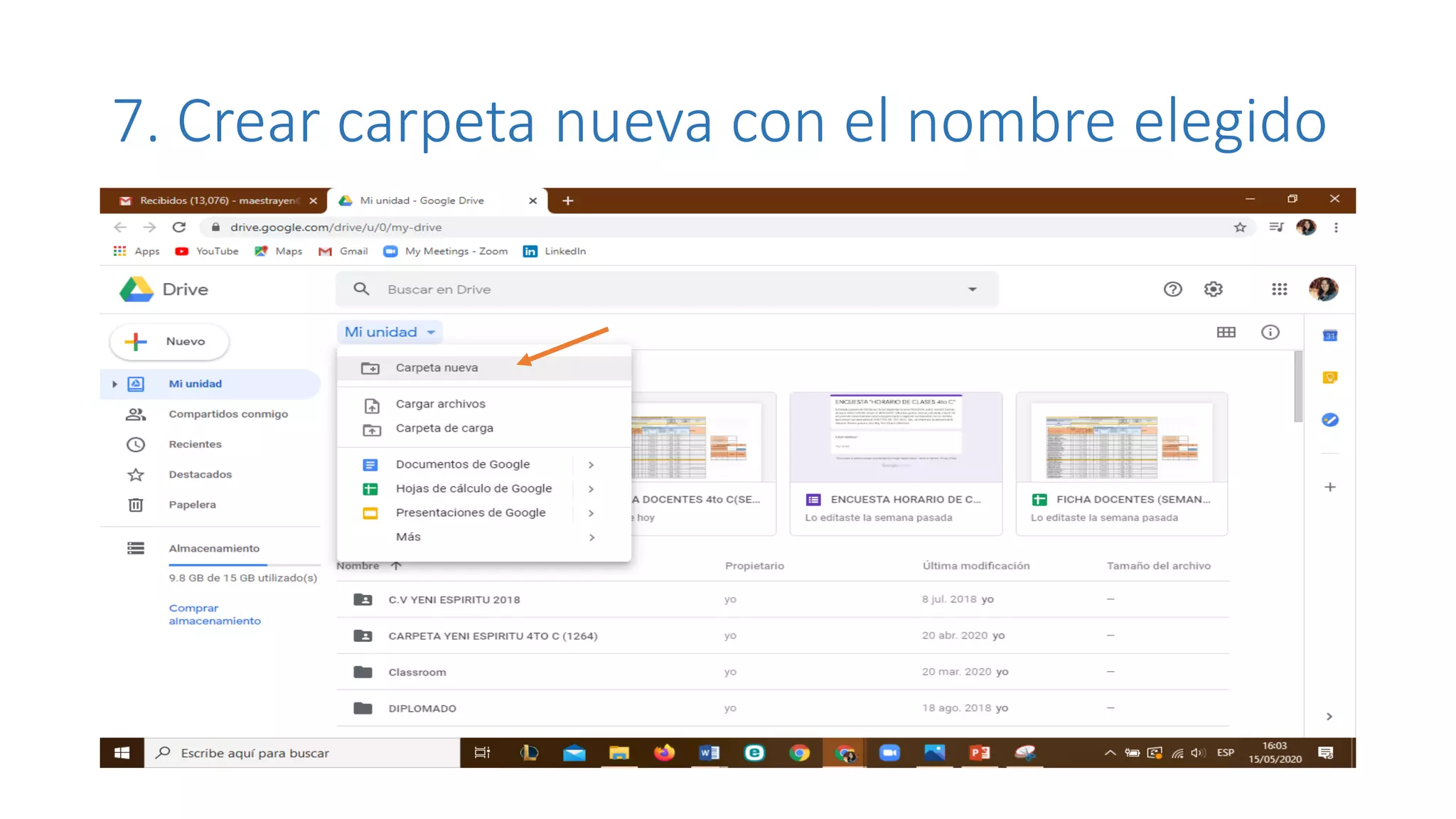 7. Crear carpeta nueva con el nombre elegido
 