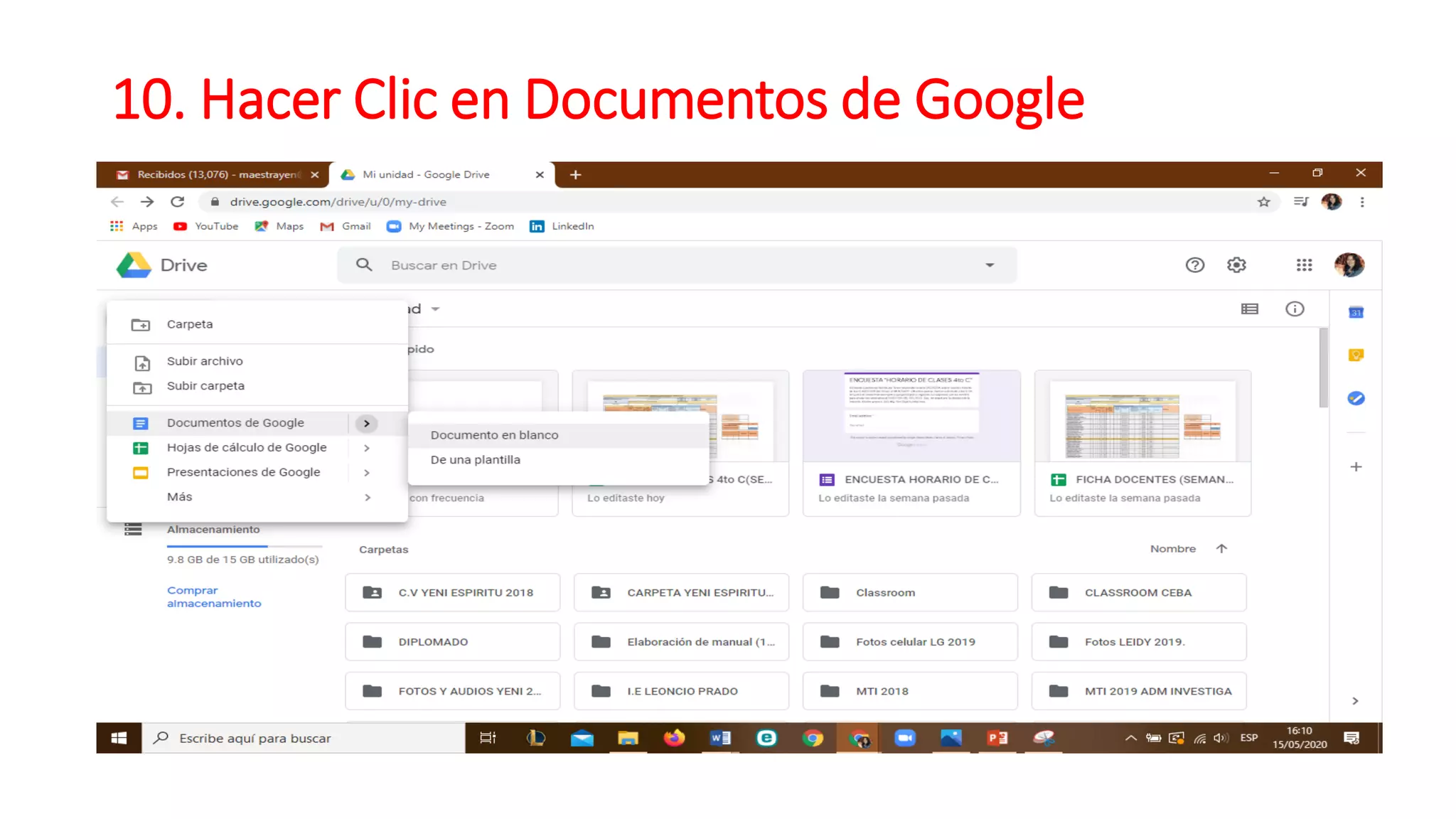 10. Hacer Clic en Documentos de Google
 