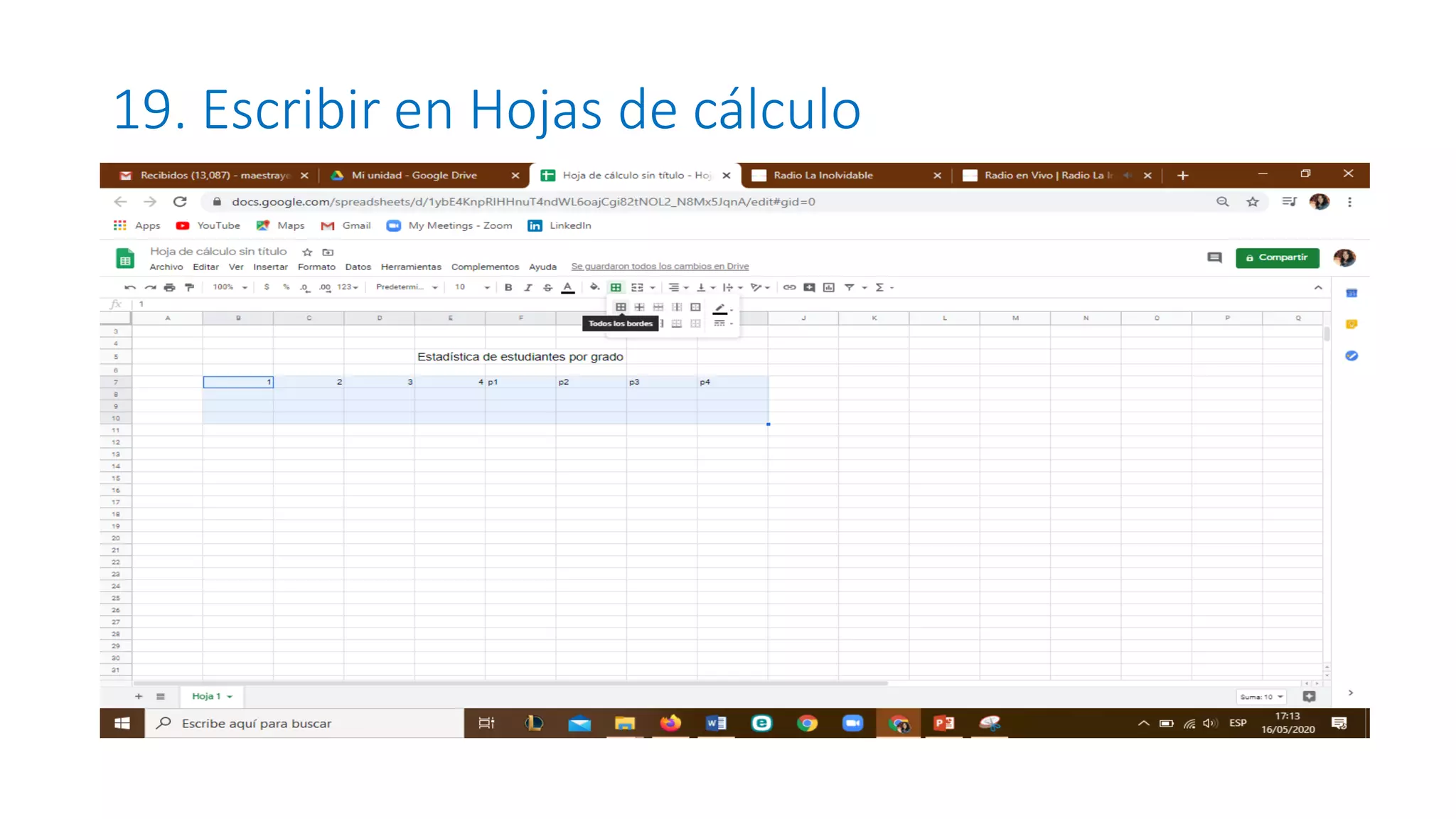 19. Escribir en Hojas de cálculo
 