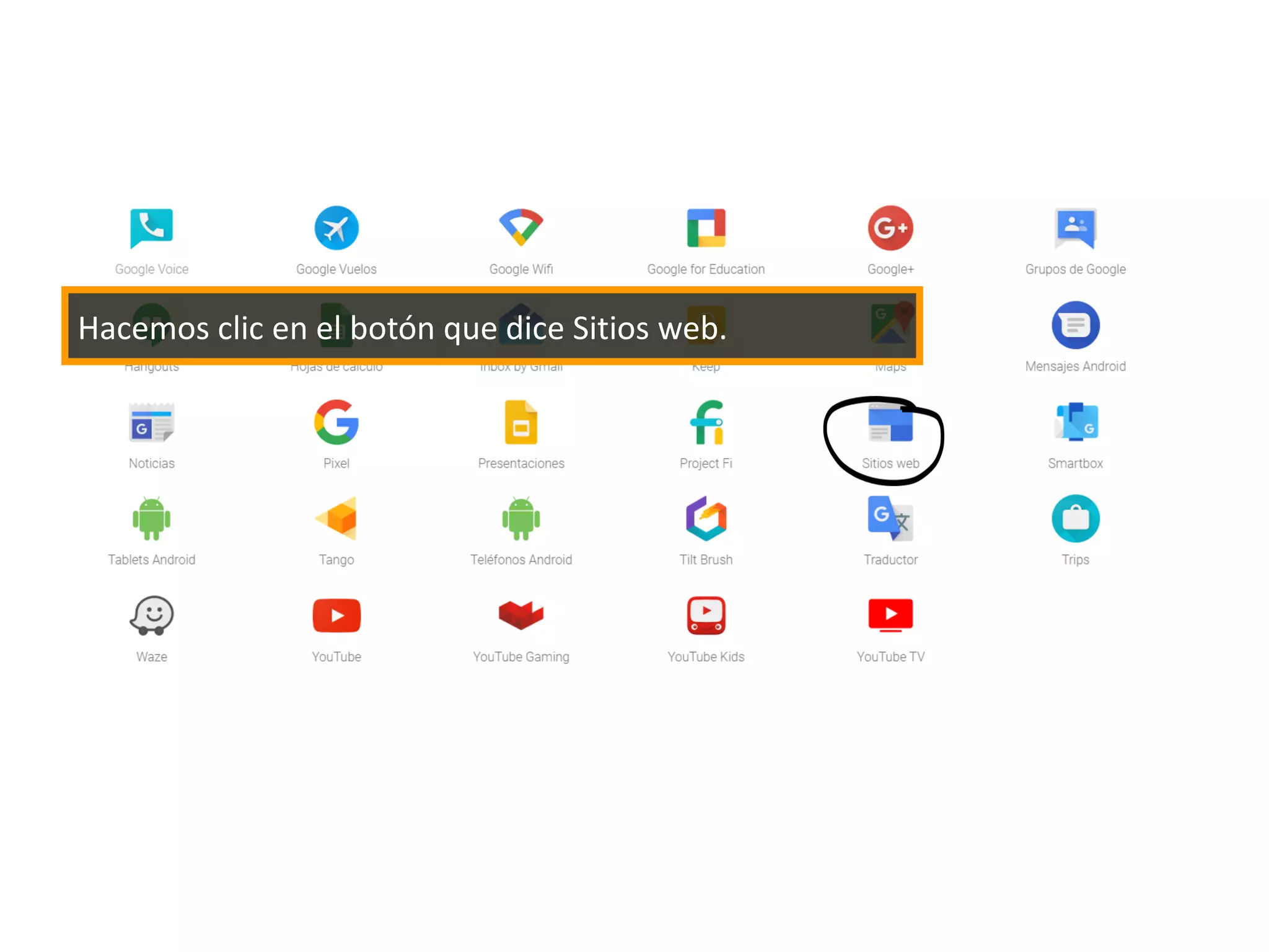 Hacemos clic en el botón que dice Sitios web.
 