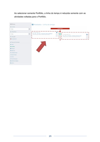 29
Ao selecionar somente Portfólio, a linha do tempo é reduzida somente com as
atividades voltadas para o Portfólio.
 
