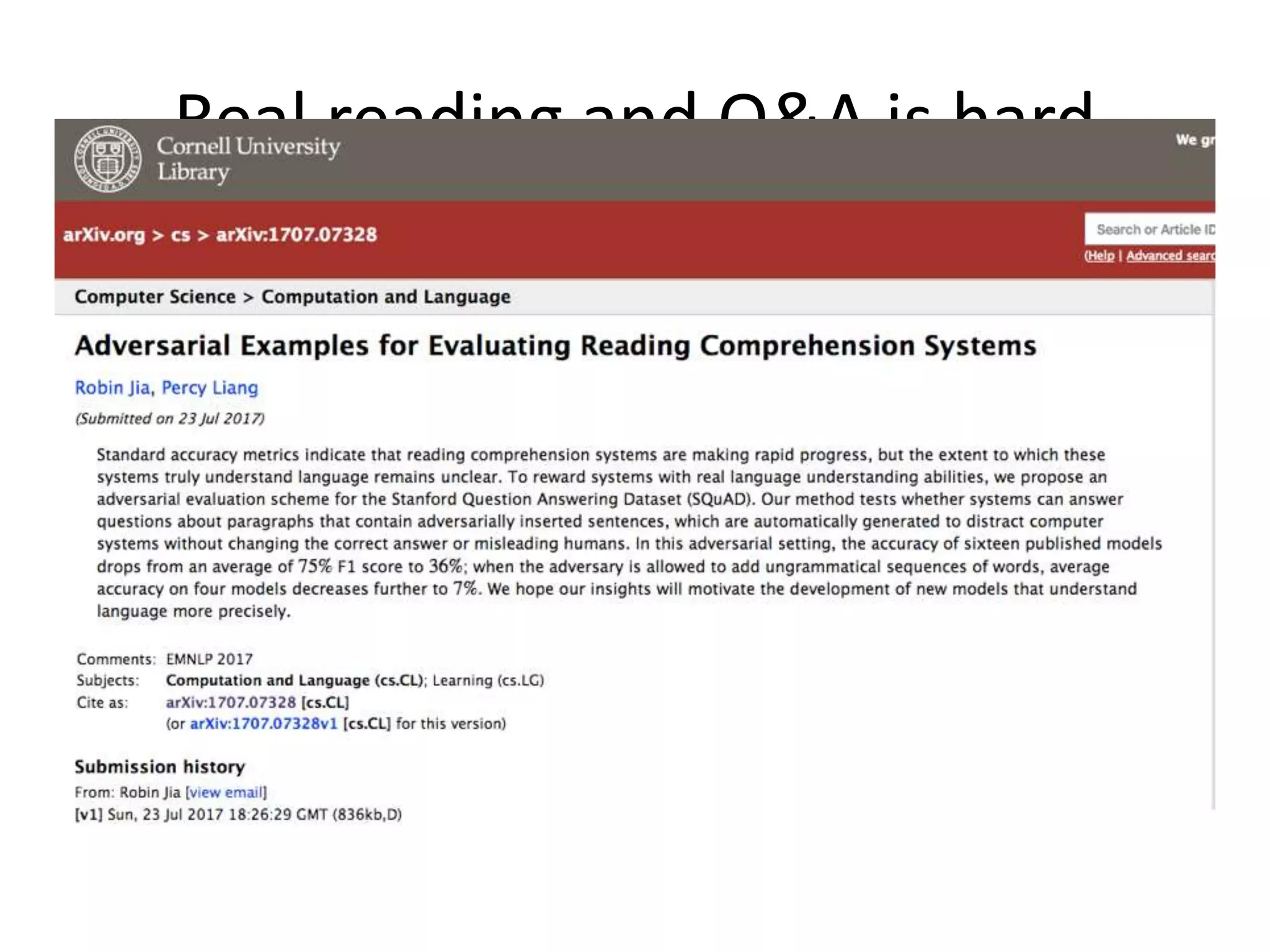 Real reading and Q&A is hard
 