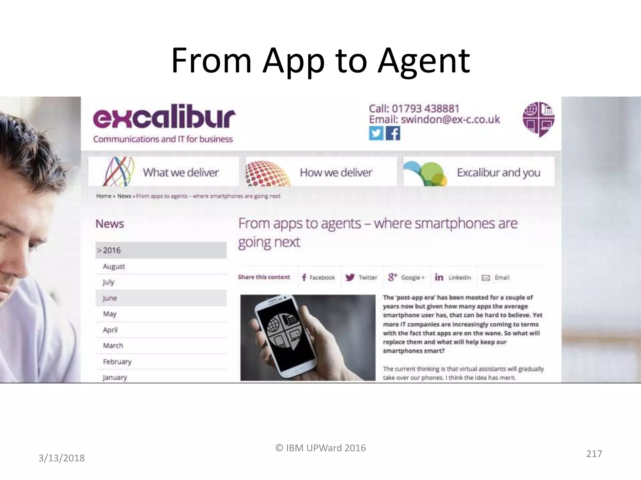 From App to Agent
3/13/2018
© IBM UPWard 2016
217
 