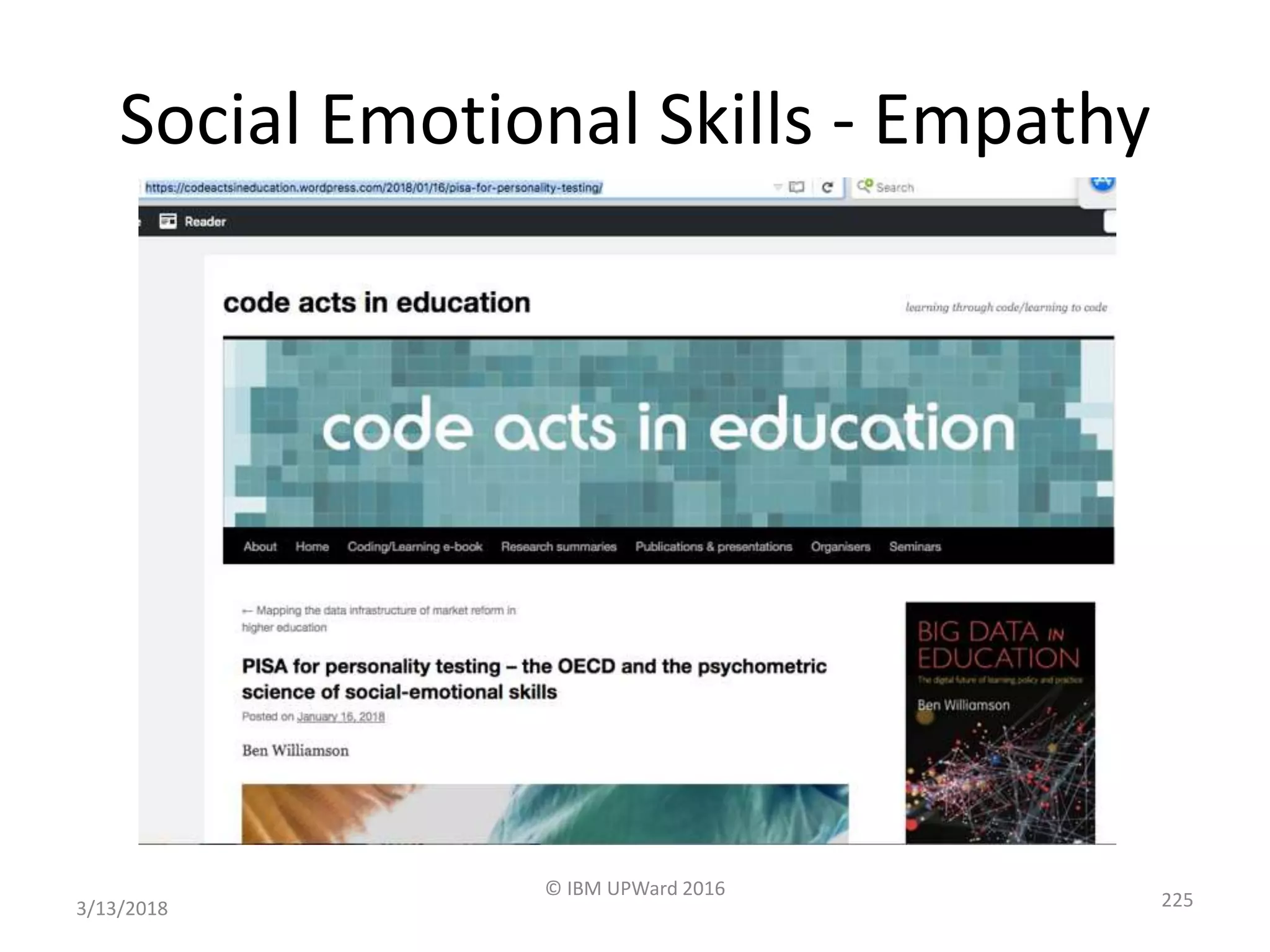 Social Emotional Skills - Empathy
3/13/2018
© IBM UPWard 2016
225
 