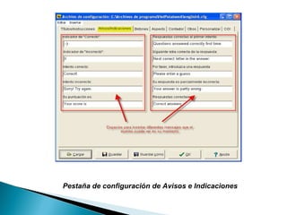 Pestaña de configuración de Avisos e Indicaciones   
