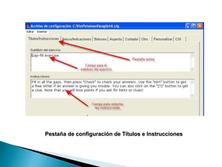 Pestaña de configuración de Títulos e Instrucciones   