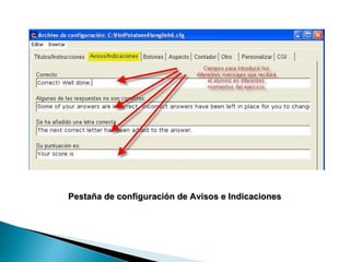 Pestaña de configuración de Avisos e Indicaciones  