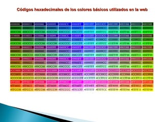 Códigos hexadecimales de los colores básicos utilizados en la web 