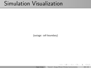 Simulation Visualization
(outage: cell boundary)
Jingon Joung Tutorial 2: Energy Eﬃcient Wireless Communications 104 / 112
 
