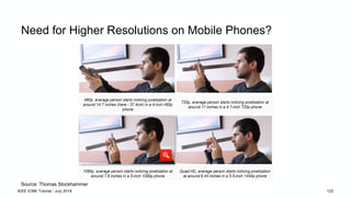 Need for Higher Resolutions on Mobile Phones?
Source: Thomas Stockhammer
IEEE ICME Tutorial - July 2018 122
 