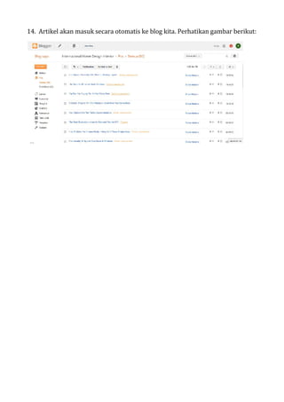 14. Artikel akan masuk secara otomatis ke blog kita. Perhatikan gambar berikut:
 