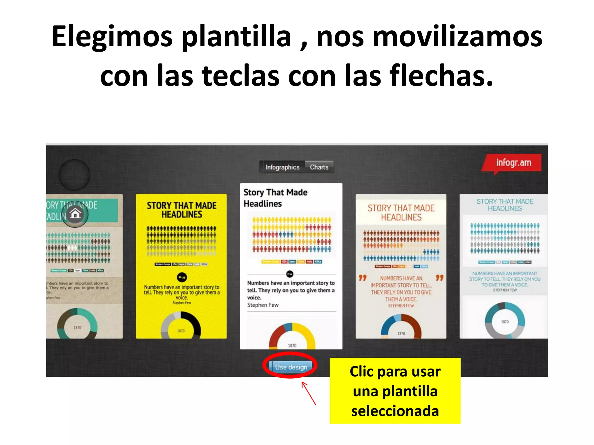 Elegimos plantilla , nos movilizamos
con las teclas con las flechas.
Clic para usar
una plantilla
seleccionada