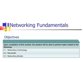 Networking Fundamentals Objectives 