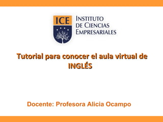 Tutorial para conocer el aula virtual de
INGLÉS

Docente: Profesora Alicia Ocampo

 
