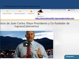 5. Nos encontramos en nuestra oficina virtual 
http://leonardocastillo.ingresocybernetico.com 
