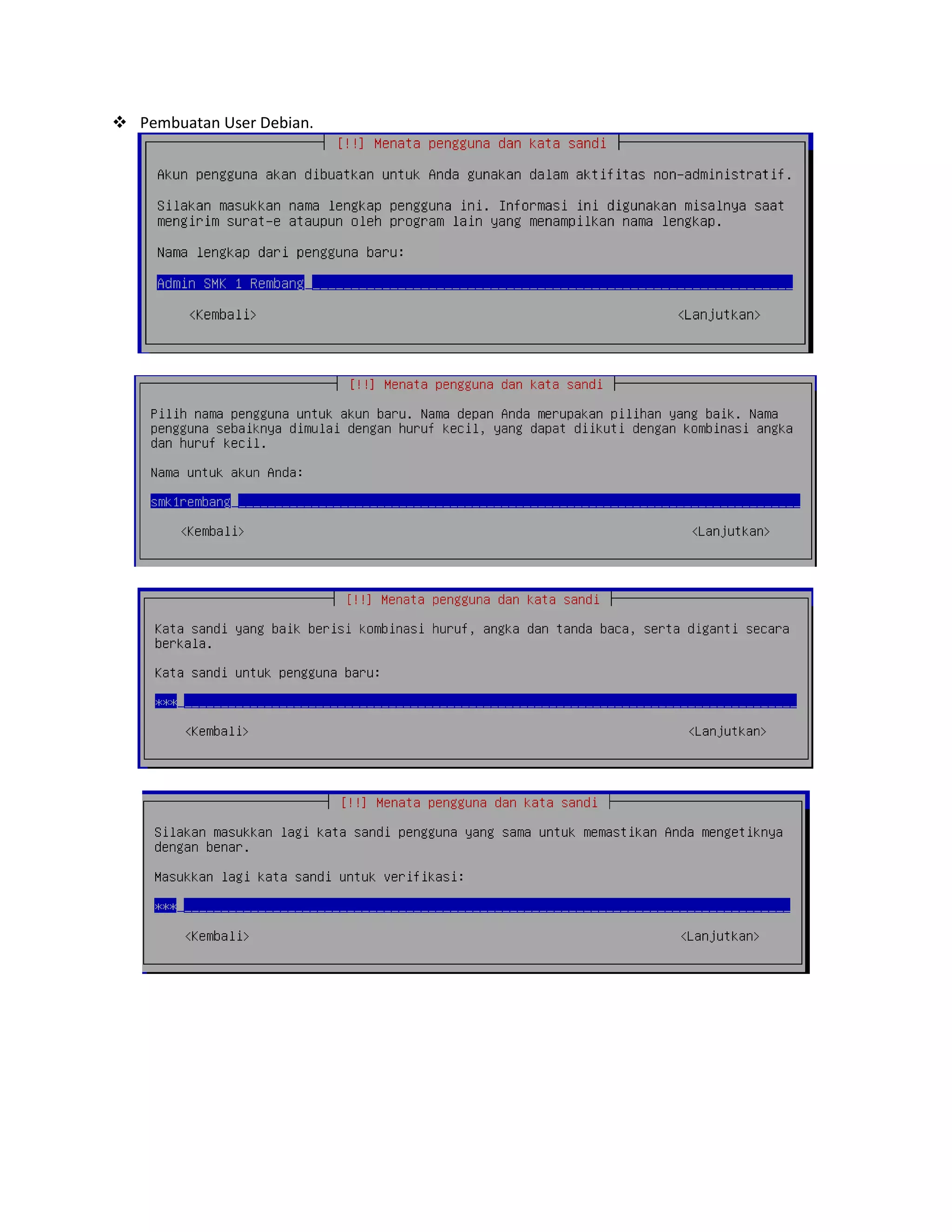  Pembuatan User Debian.

 
