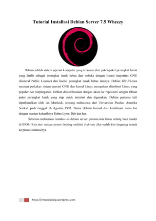 Tutorial installasi debian server 7.5 whezzy | PDF