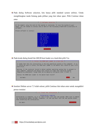 Tutorial installasi debian server 7.5 whezzy | PDF