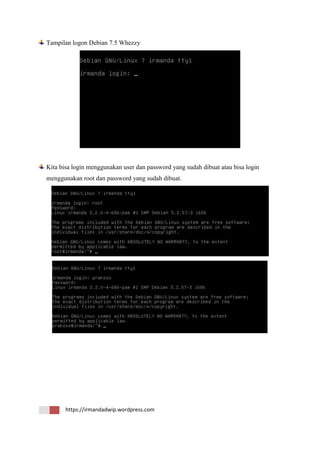 Tutorial installasi debian server 7.5 whezzy | PDF
