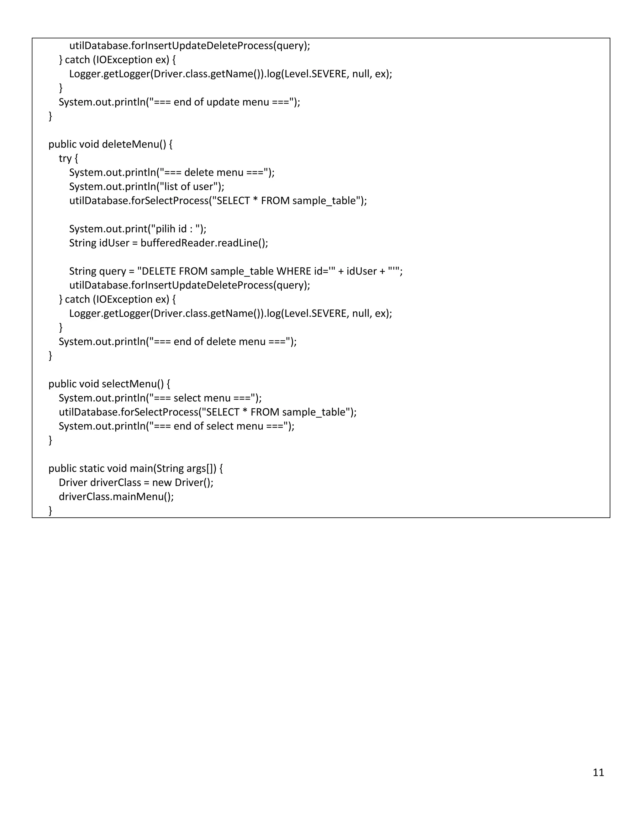 Tutorial java & mysql | PDF
