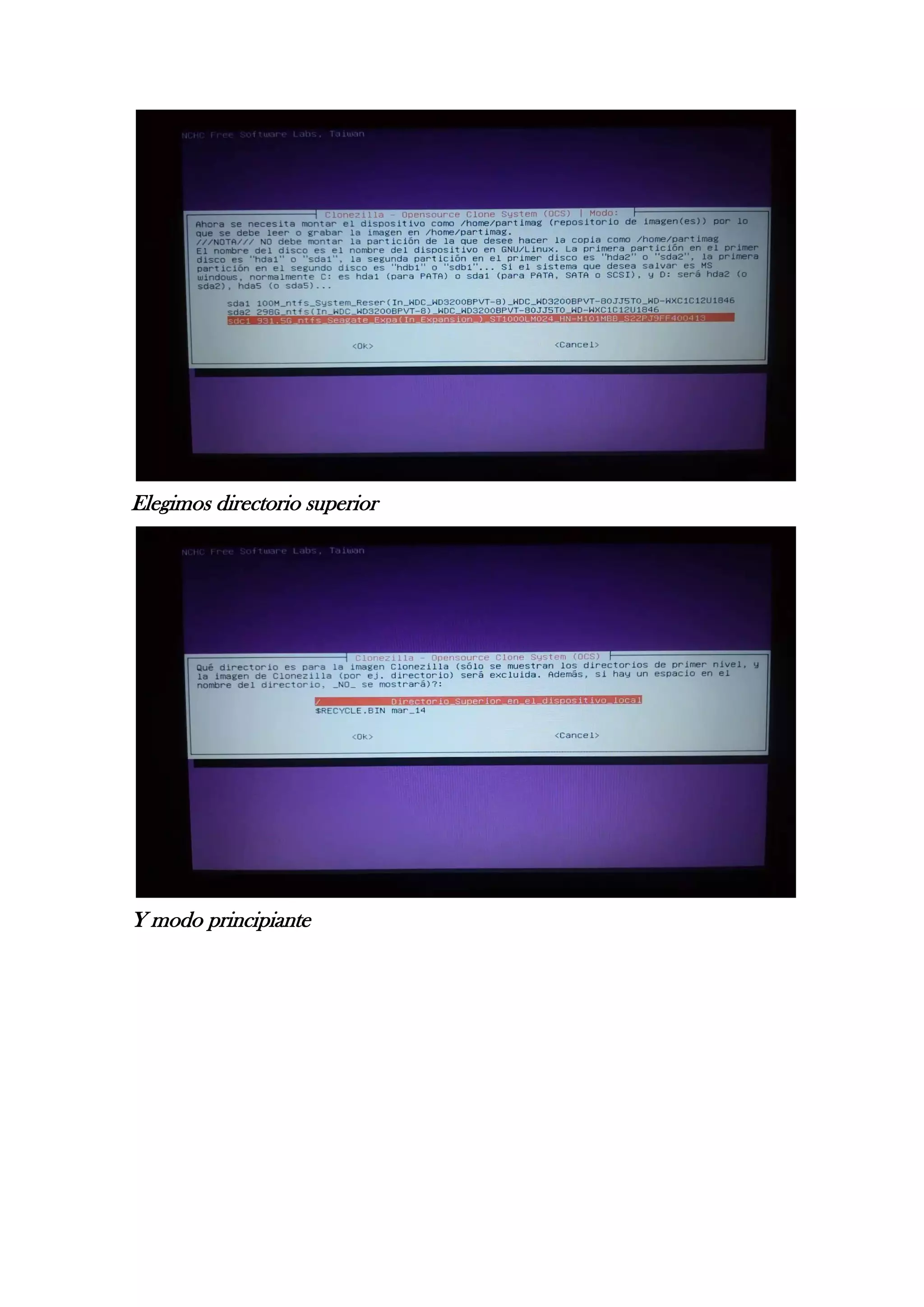 Elegimos directorio superior
Y modo principiante