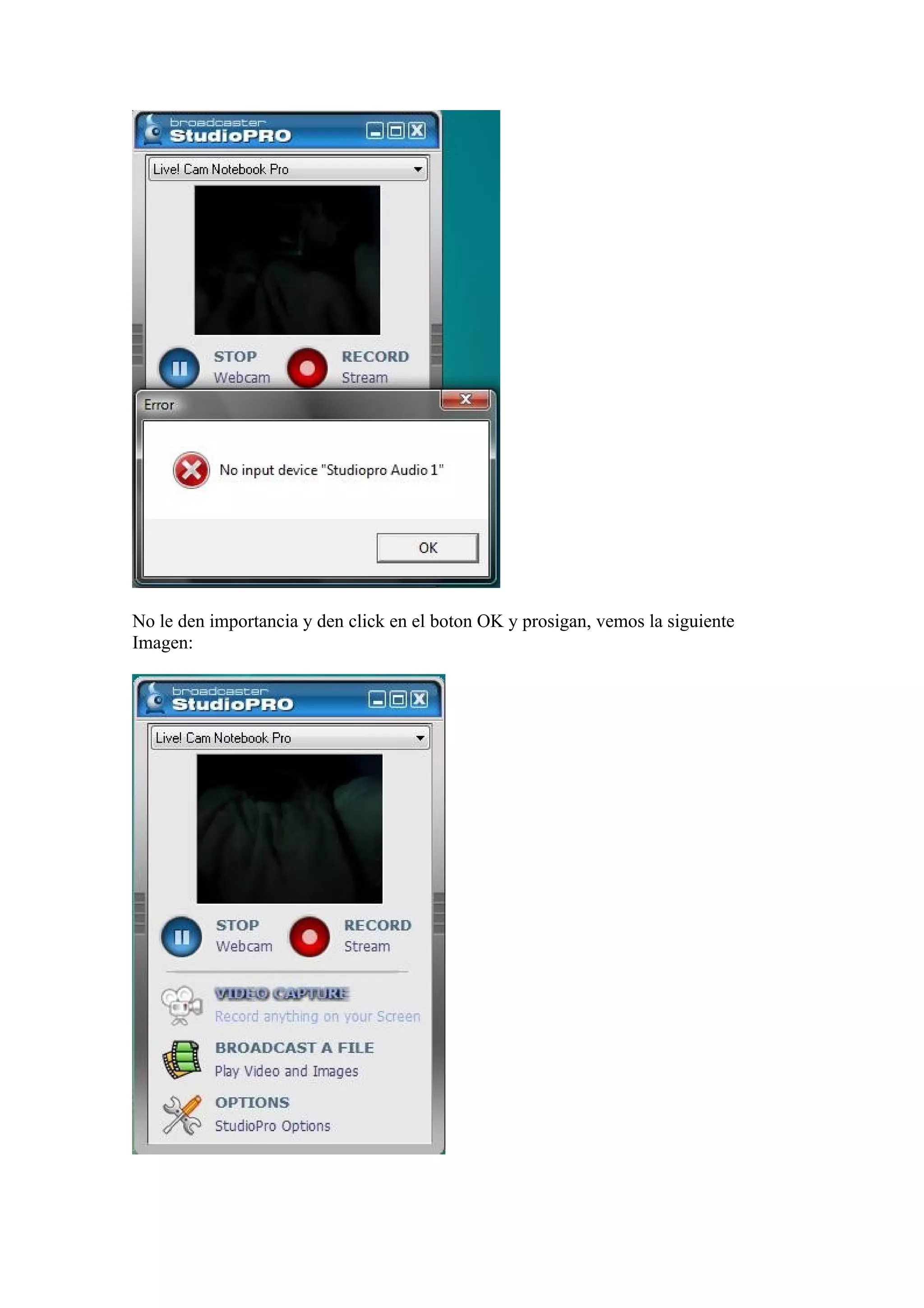 No le den importancia y den click en el boton OK y prosigan, vemos la siguiente
Imagen:
 