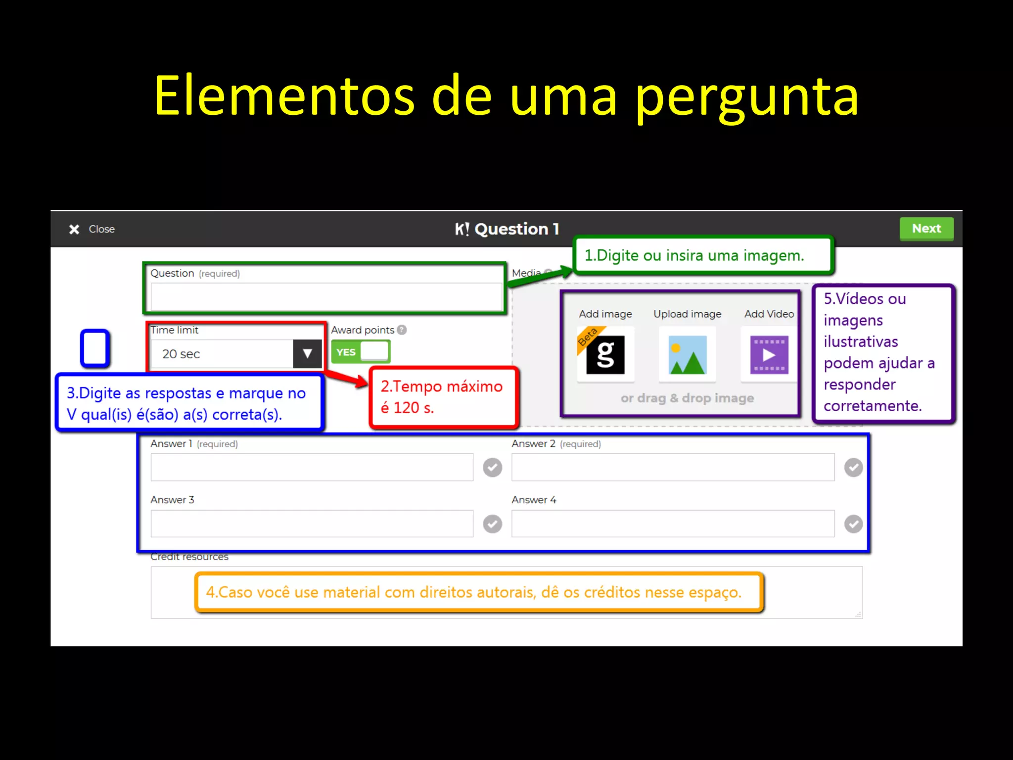 Elementos de uma pergunta
 