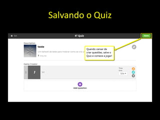 Salvando o Quiz
 