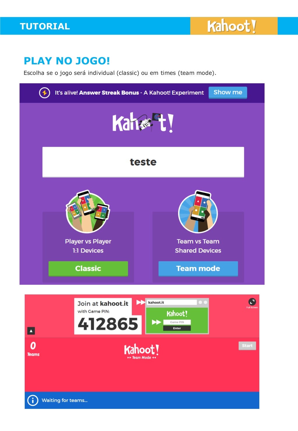 Tutorial kahoot 2016