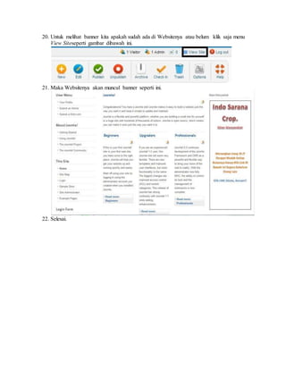 20. Untuk melihat banner kita apakah sudah ada di Websitenya atau belum klik saja menu
View Siteseperti gambar dibawah ini.
21. Maka Websitenya akan muncul banner seperti ini.
22. Selesai.
 