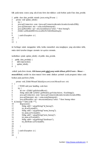 Tutorial lanjutan java netbeans 8 : Create Read Update Delete | DOCX