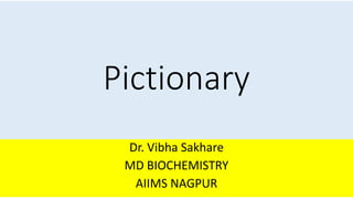 Pictionary
Dr. Vibha Sakhare
MD BIOCHEMISTRY
AIIMS NAGPUR
 