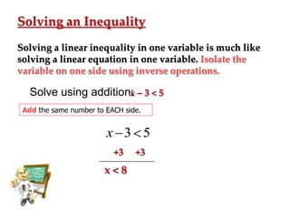 Tutorial linear equations and linear inequalities