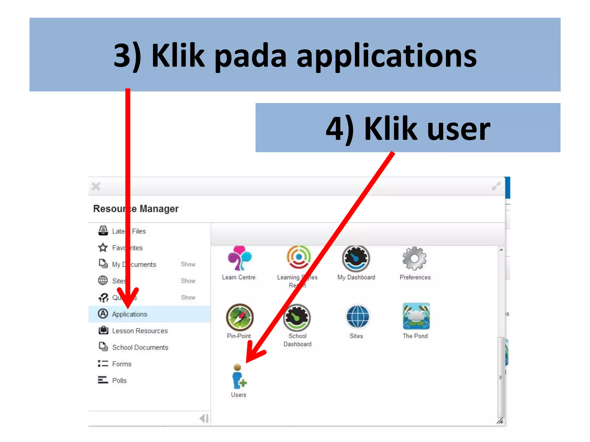 3) Klik pada applications
4) Klik user
