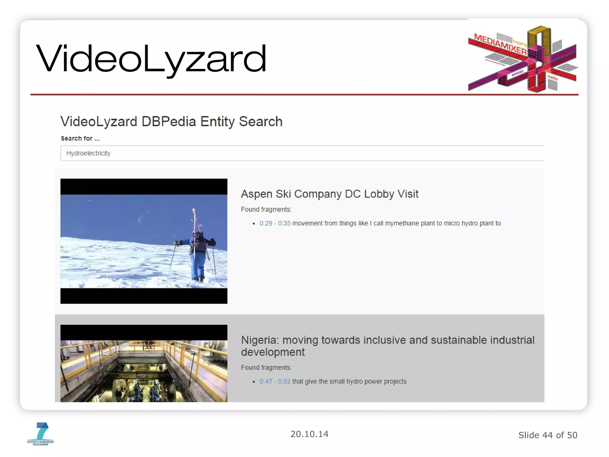 20.10.14 Slide 44 of 50 
VideoLyzard 
 
