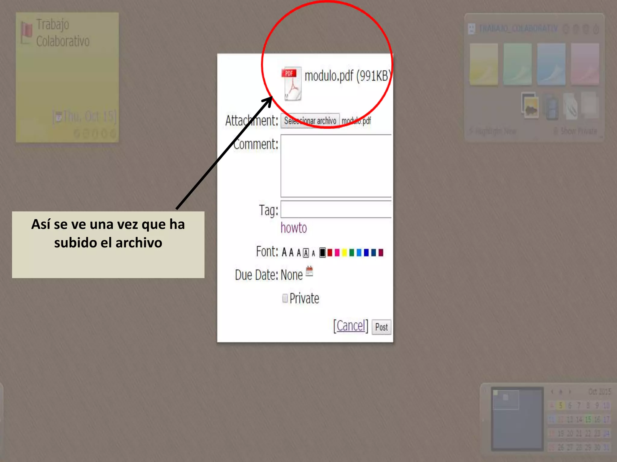 Así se ve una vez que ha
subido el archivo