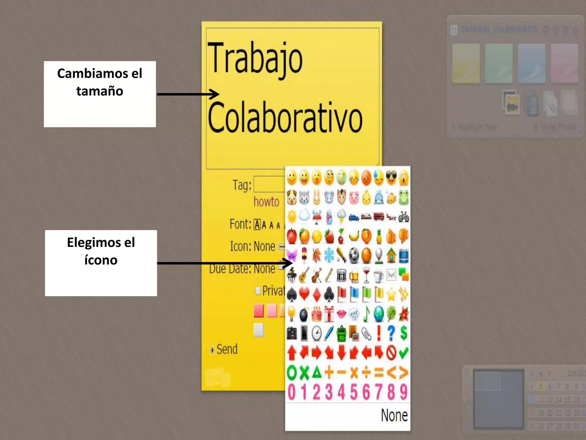 Cambiamos el
tamaño
Elegimos el
ícono