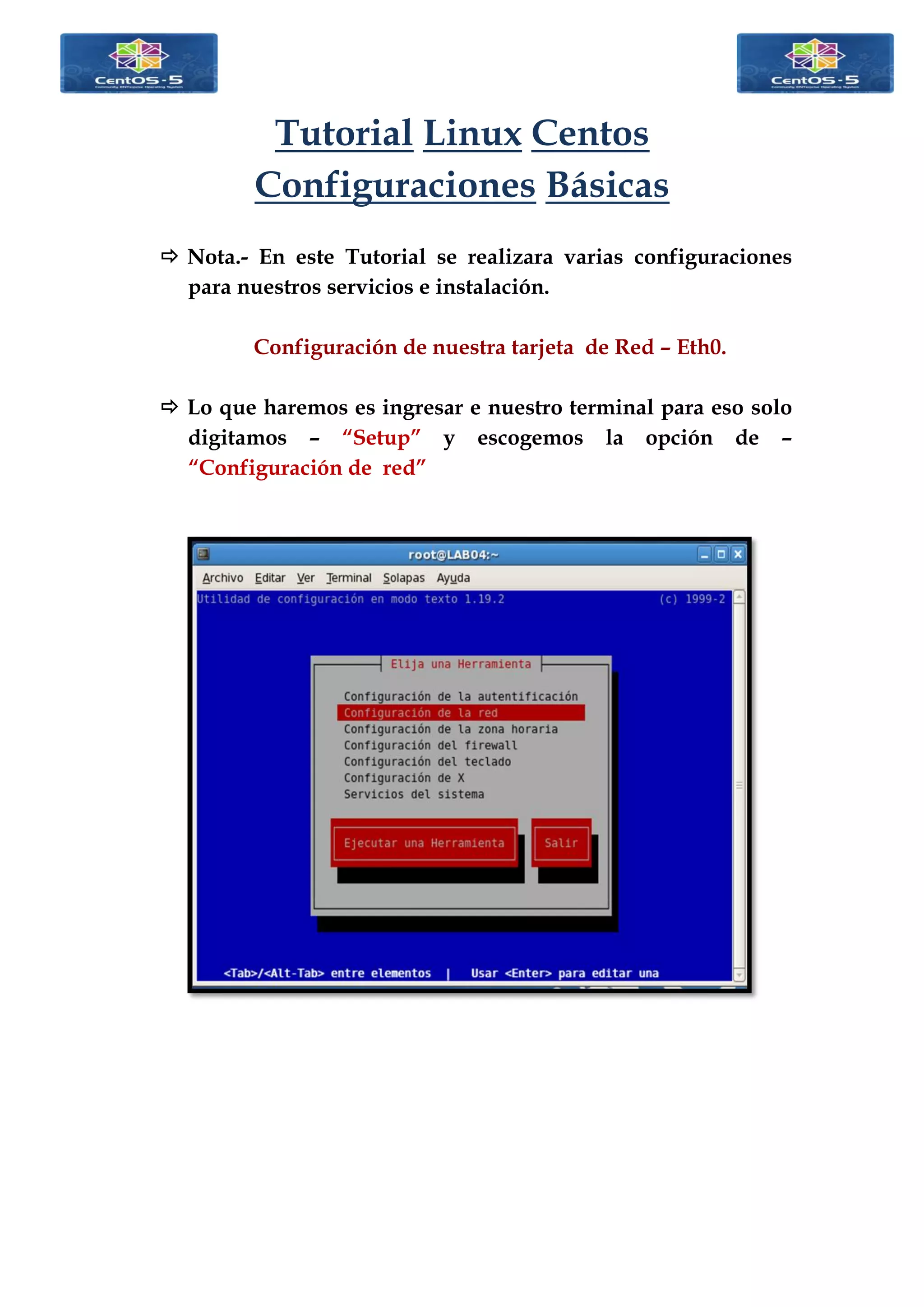 Tutorial linux centos configuraciones básicas | PDF