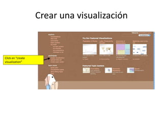 Crear una visualización
Click en “create
visualization”
 