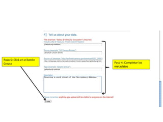 Paso 5: Click en el botón
Create Paso 4: Completar los
metadatos
 