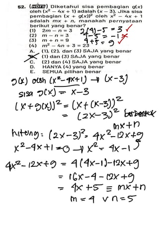 2(4) -
5 =
3r
4 -
5 = -
1 X
↑ + 5 =
9 ~
X
g(x) ooh (x
=
-
+x+ 1) + (x -
3)
-
sisag(x) = X-
3
(x + g(x))2 =
(X + (x-
3))2 -
=
(2x-3)2 borbentuk
mx + R
hitung :
12x-31= 4x2-12x+9
x2-
4x + 1 =
0 -
1x2= Nx - 19
4x2 12x + 9 =
4(4x-
1-
12x+
9
=
16X -
4 -
12X +
9
=
(x + 5 = mx + n
m =
+ vn =
5
 