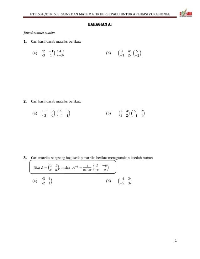 Tutorial matriks sem2 diploma kv