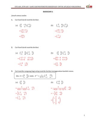 Tutorial Matriks Jawapan
