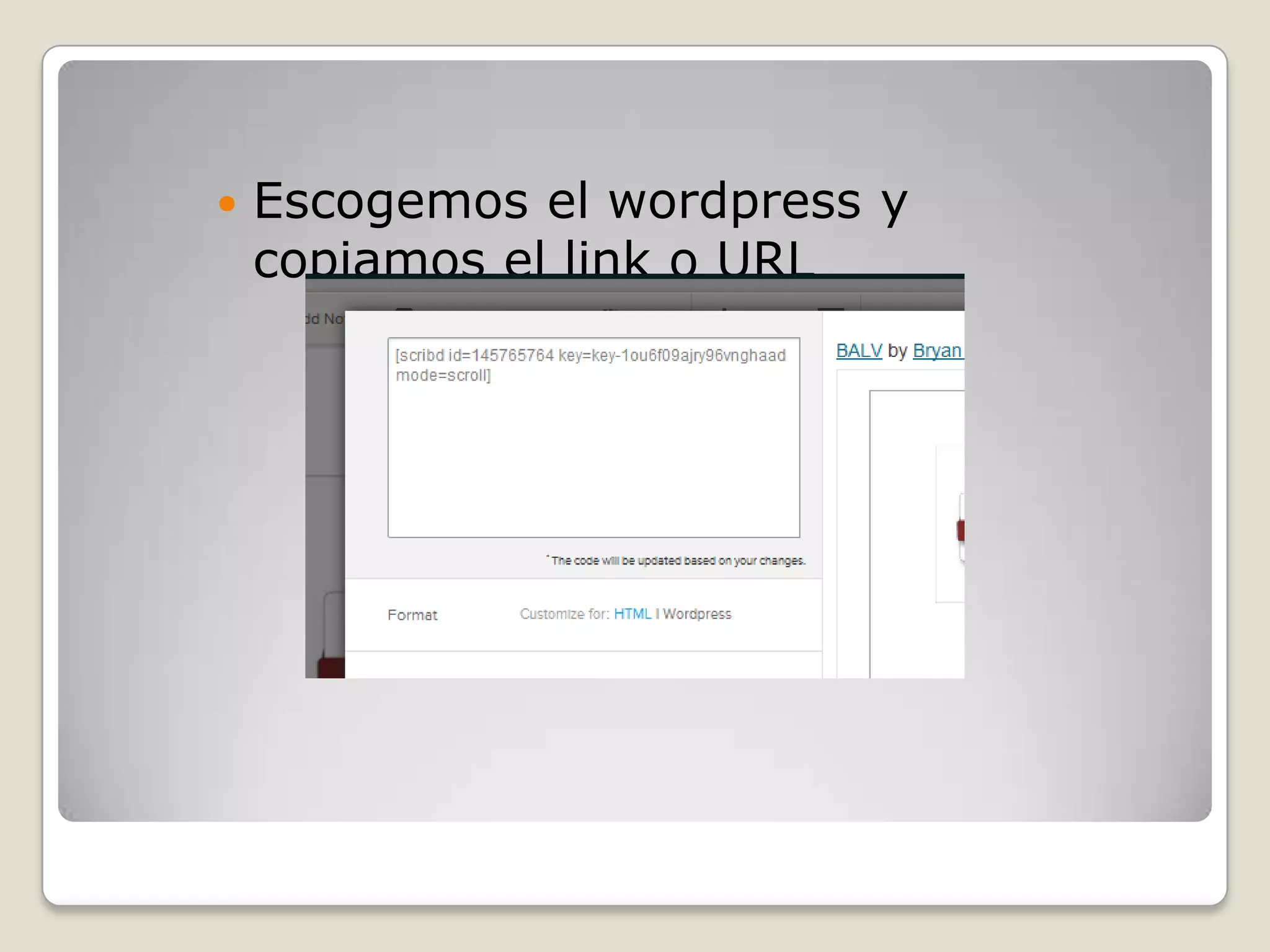  Escogemos el wordpress y
copiamos el link o URL
 