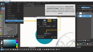 Para cambiarlos es necesarios ir a Editar (alt+E)/
tamaño de la imagen/ y alterar la resolución, es
necesario presionar la opción que proteja el tamaño
original y solo afecte el tamaño en pixeles (recuadro
naranja)
 