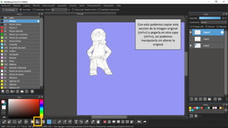 Con esto podemos copiar esta
sección de la imagen original
(ctrl+c) y pegarla en otra capa
(ctrl+v), así podemos
manipularla sin alterar la
original
 