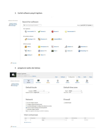 3. Carilah software yang di inginkan.
4. pengaturan waktu dan bahasa
 
