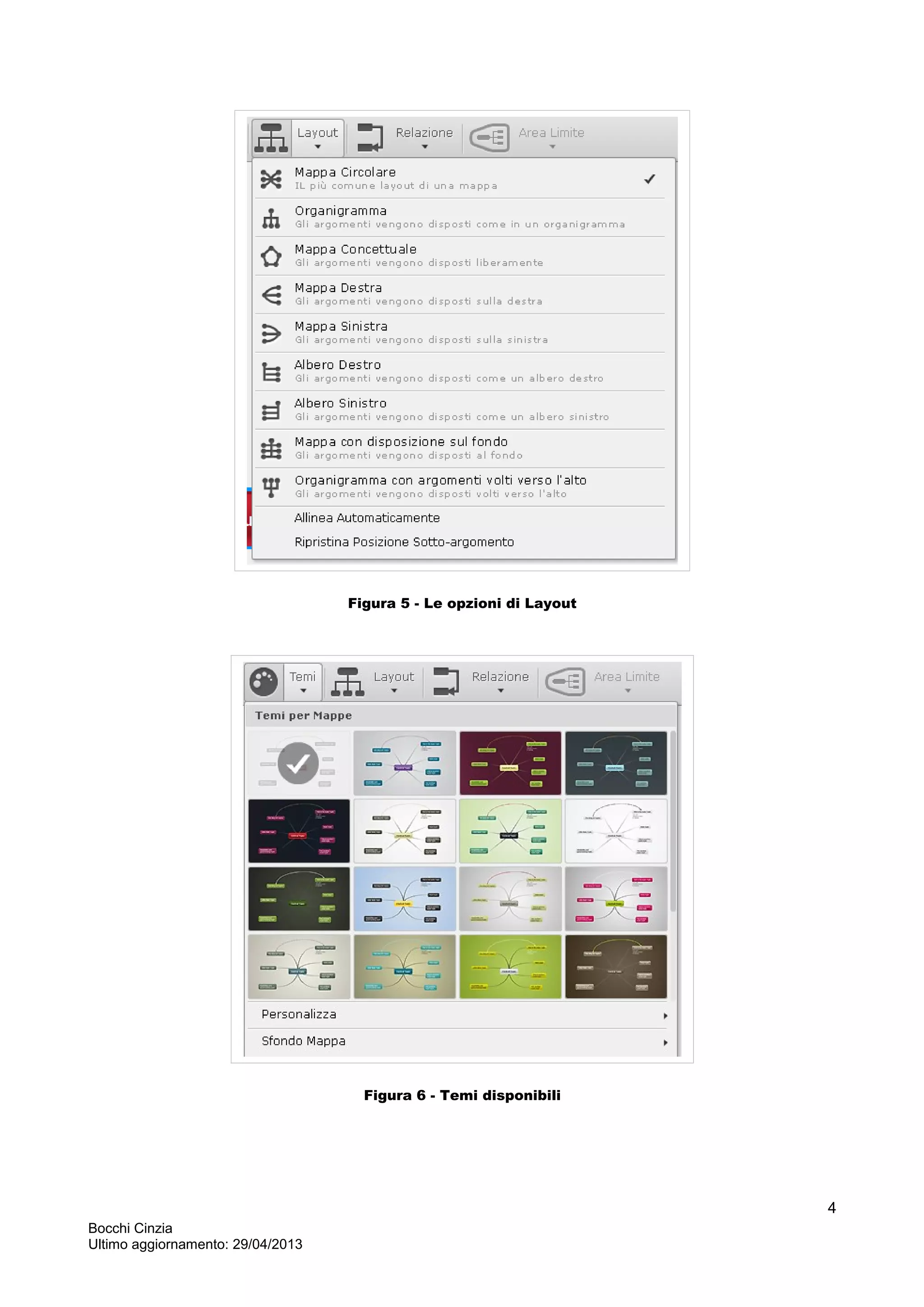 Figura 5 - Le opzioni di Layout
Figura 6 - Temi disponibili
Bocchi Cinzia
Ultimo aggiornamento: 29/04/2013
4
 